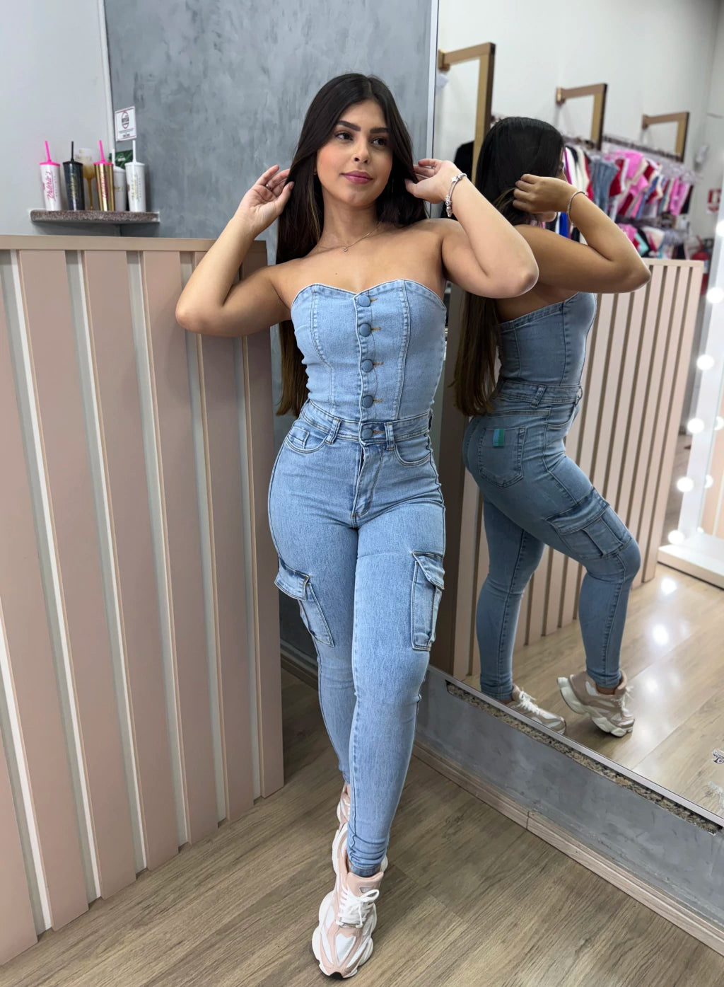 Macacão Cargo Jeans Sal e Pimenta Premium