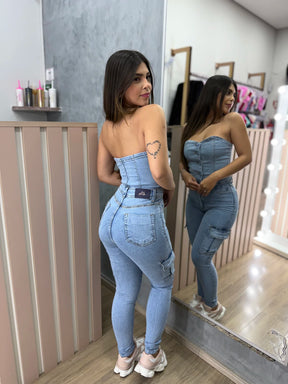 Macacão Cargo Jeans Sal e Pimenta Premium