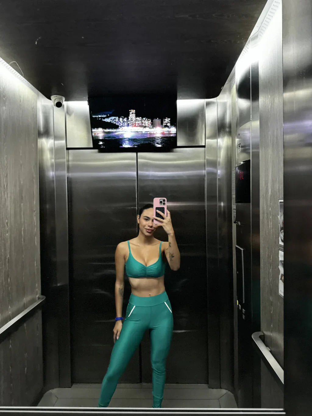 Kit Legging Zíper Reflect + Top Lara - Verde Água