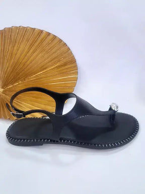 Sandália Rasteira com Gota Safira