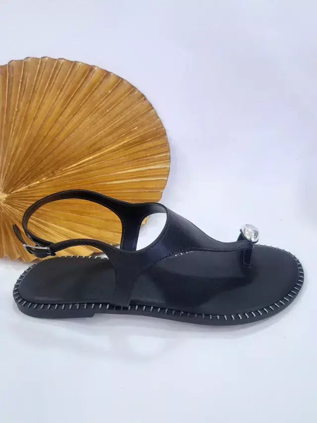 Sandália Rasteira com Gota Safira