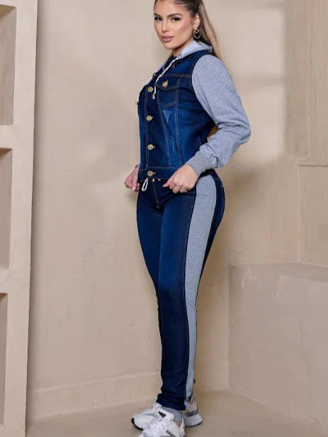 Conjunto Jeans com Moletom Lycra