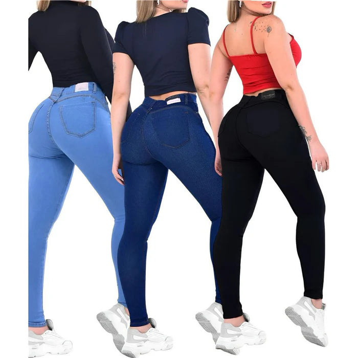 KIT 3 Calças Jeans Feminina Skinny Empina BUMBUM